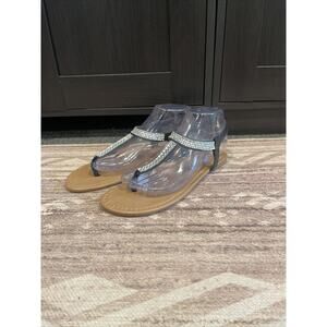 Brash Women’s Sandals shoes silver black Size 8 Rhinestones bling Summer Spring